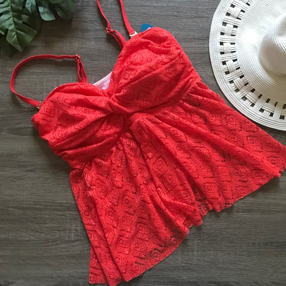 ➕Orange Tankini Swimsuit Top